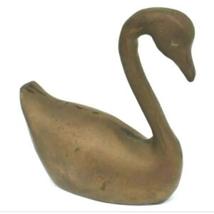 VTG MCM Brass Goose Duck Figurine Paperweight Statue Decor 3.5" Long